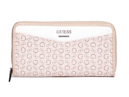 PENĚŽENKA GUESS DIEM LOGO ZIP AROUND WALLET BÉŽOVÁ