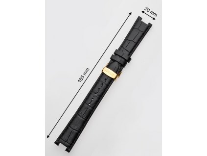 Řemínek na hodinky Juwelis JW-0601 20mm černý se zlatou sponou