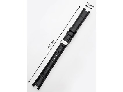 Řemínek na hodinky Juwelis JW-0602 16mm černý se stříbrnou sponou
