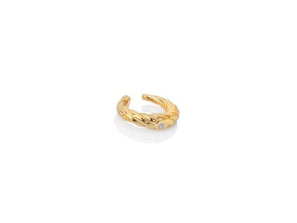 Stříbrné pozlacené náušnice single Cuff Hot Diamonds x Jac Jossa Soul DE667