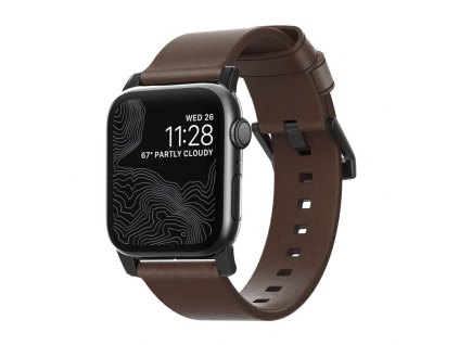 Nomad Leat. Strap Brown,black- Apple Watch Ultra 2/1 (49mm)9/8/7 (45mm)/6/SE/5/4 (44mm)/3/2/1 (42mm)