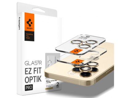 Spigen Glass EZ Fit Optik Pro 2 Pack, gold - iPhone 14 Pro/iPhone 14 Pro Max