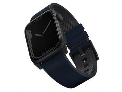 UNIQ Straden Strap Apple Watch 4/5/6/7/SE 44/45mm Leather Hybrid Strap blue