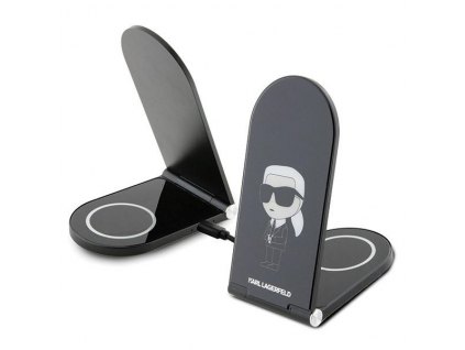 Karl Lagerfeld 2-in-1 inductive charger KLDCRFALKINK 15W Ikonik MagSafe black