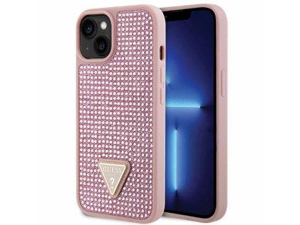 Guess GUHCP14MHDGTPP Apple iPhone 14 Plus / 15 Plus pink hardcase Rhinestone Triangle