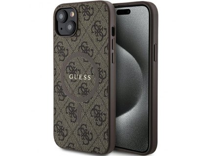 Guess GUHMP15MG4GFRW Apple iPhone 15 Plus / 14 Plus hardcase 4G Collection Leather Metal Logo MagSafe brown