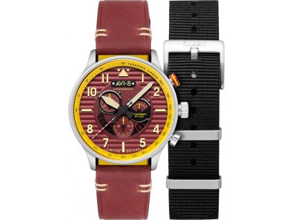 Pánské hodinky AVI-8 AV-4109-02 Mens Watch Flyboy Spirit of Tuskegee Limited Chrono 44mm 5ATM