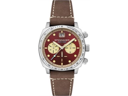 Pánské hodinky Spinnaker SP-5068-05 Mens Watch Hull Chronograph Burnt Maroon 42mm 10ATM