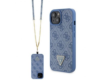 Guess GUHCP15SP4TDSCPB Apple iPhone 15 hardcase Crossbody 4G Metal Logo blue