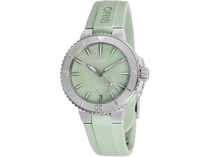 oris ladies quis date green 01 733 7770 4157 07 4 18 67fc front