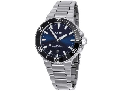 oris aquis 01 733 7730 4135 07 8 24 05peb front blue dial silver bracelet
