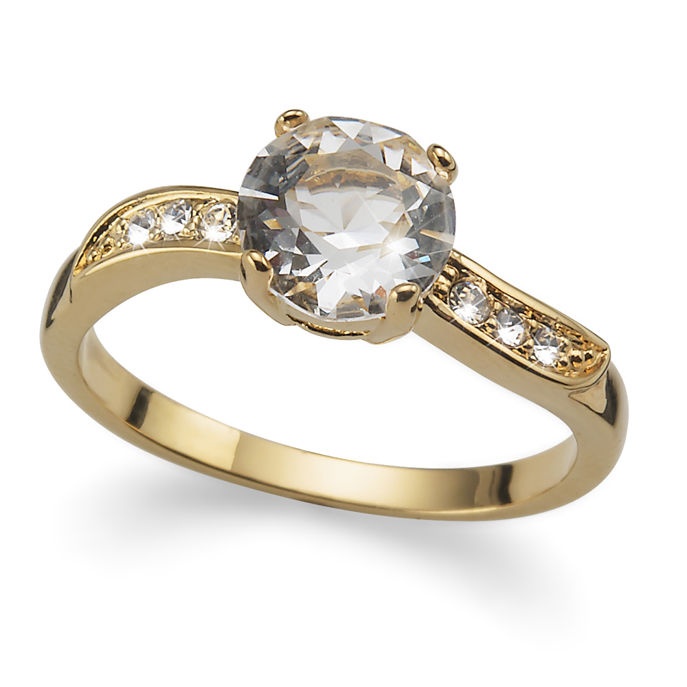 Prsten s krystaly Swarovski Oliver Weber Brilliant Gold obvod: 52 mm