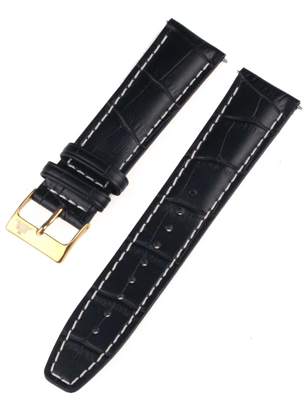 Řemínek na hodinky Rothenschild 22mm černý se zlatou sponou