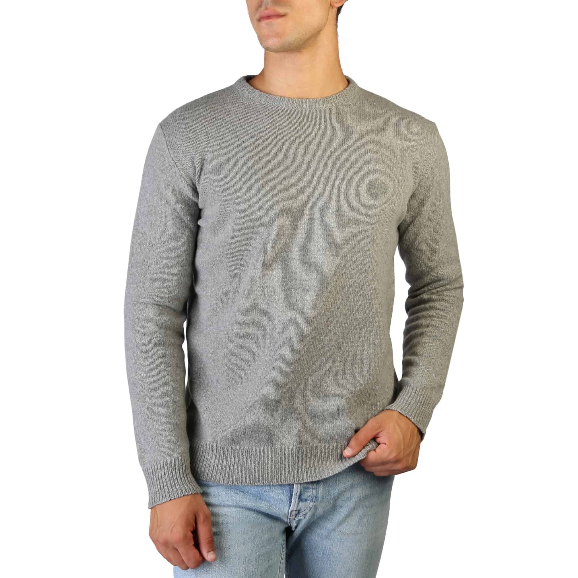 Pánský svetr 100% Cashmere C-NECK-M Barva: Šedá, Velikost: M