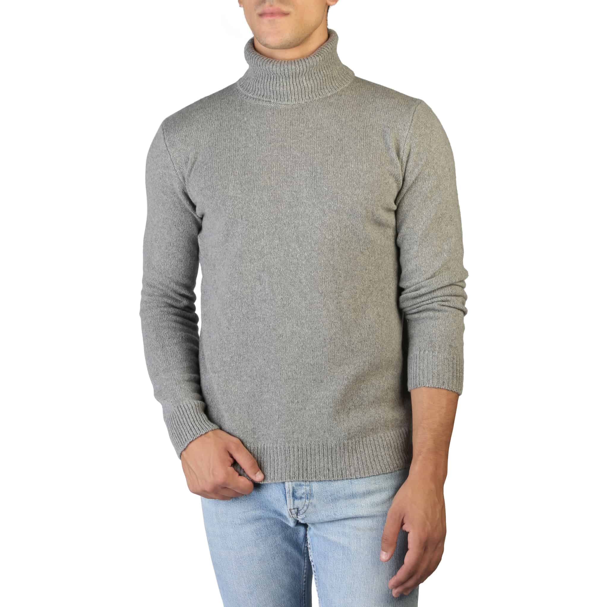 Pánský svetr 100% Cashmere T-NECK-M Barva: Šedá, Velikost: XL