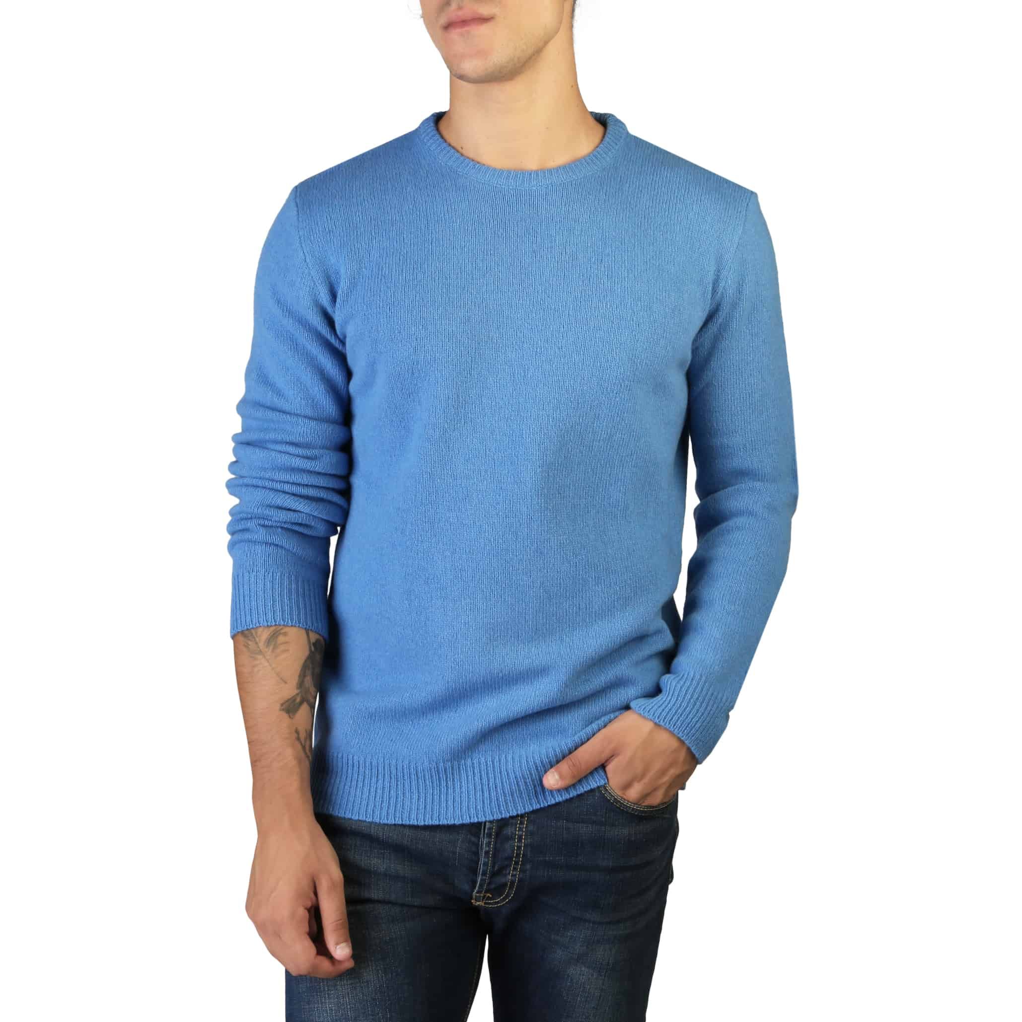 Pánský svetr 100% Cashmere C-NECK-M Barva: Modrá, Velikost: M
