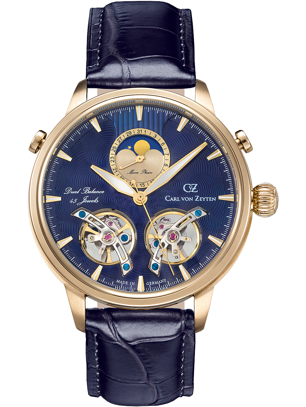 Pánské hodinky Carl von Zeyten CVZ0060GBLS Durbach Mondphase