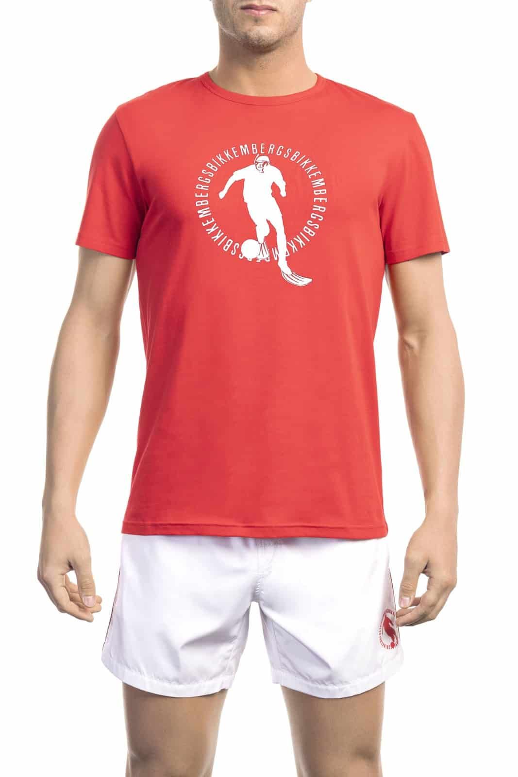 Pánské triko Bikkembergs Beachwear BKK1MTS02 Barva: červená, Velikost: XL