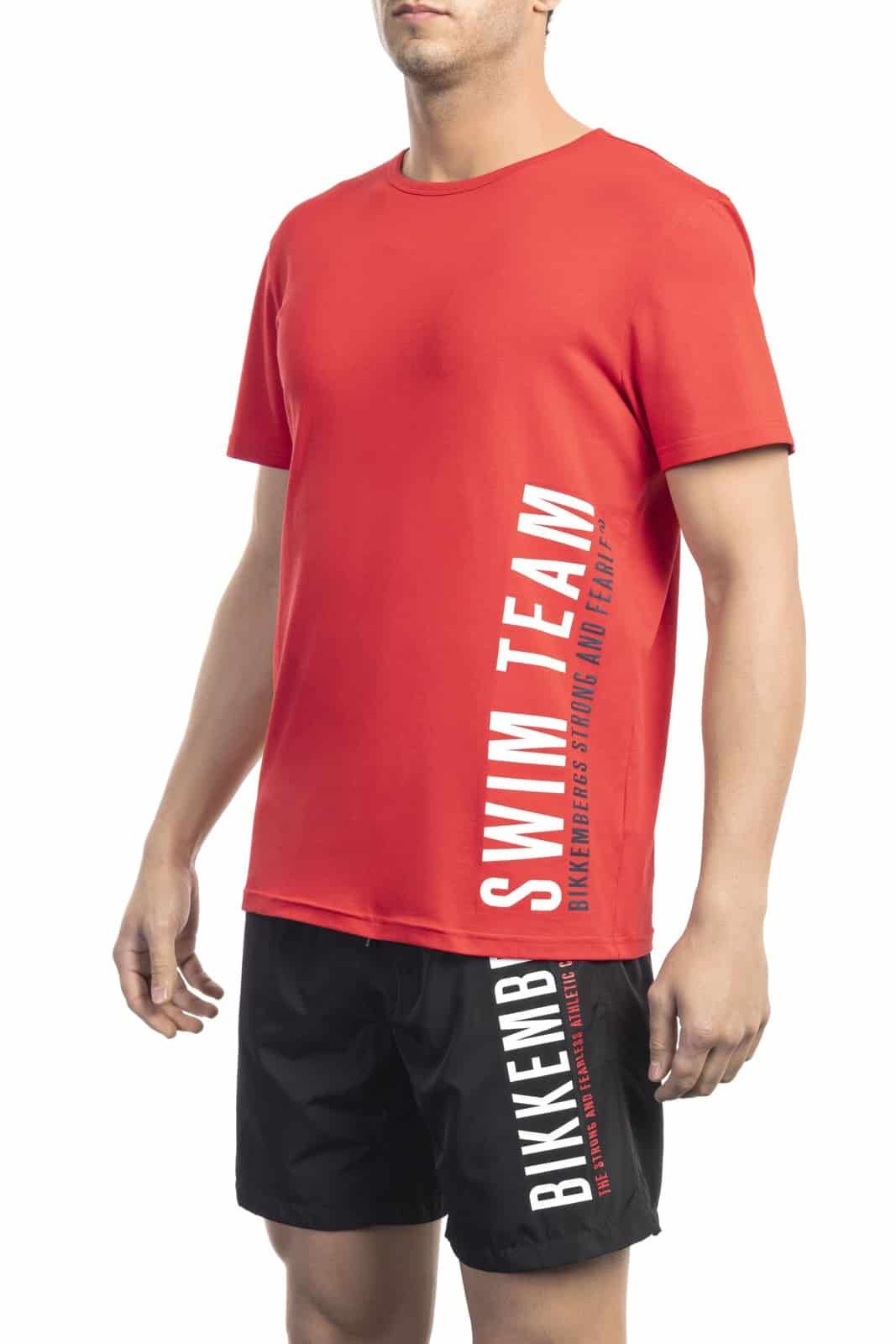 Pánské triko Bikkembergs Beachwear BKK1MTS04 Barva: červená, Velikost: S