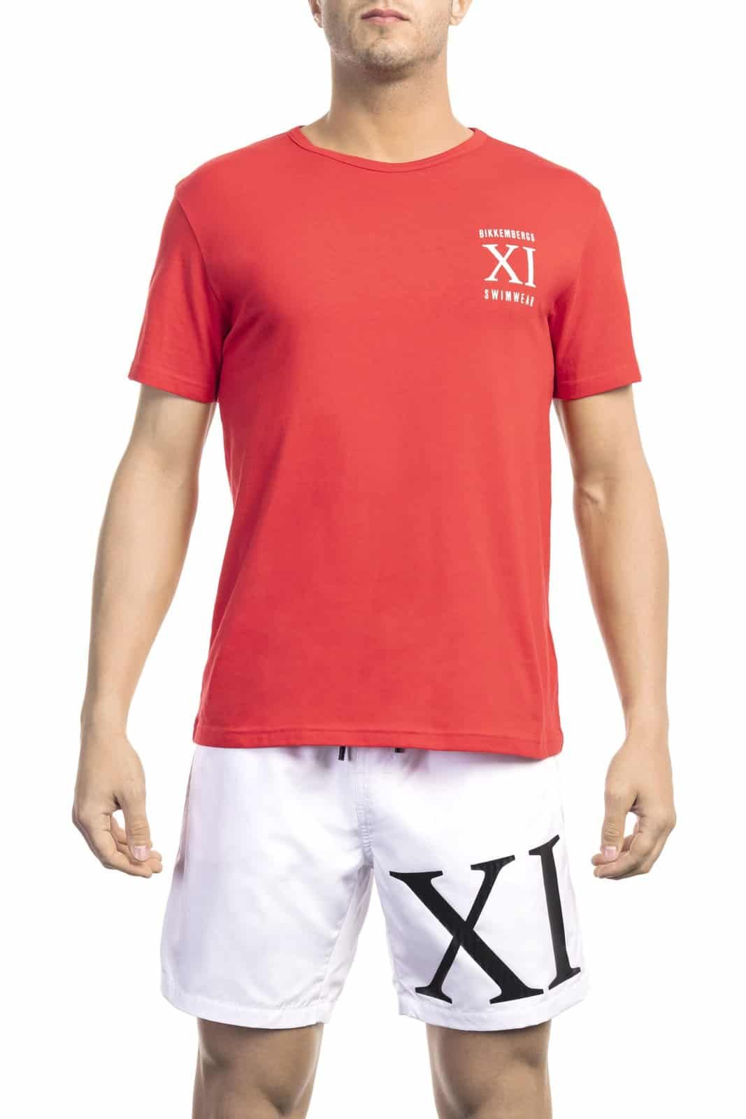 Pánské triko Bikkembergs Beachwear BKK1MTS05 Barva: červená, Velikost: S