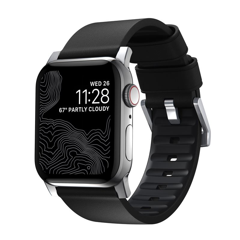 Nomad Active Strap Pro Black, silver- Apple Watch Ultra 2/1 49mm 9/8/7 45mm/6/SE/5/4 44mm/3/2/1 42mm