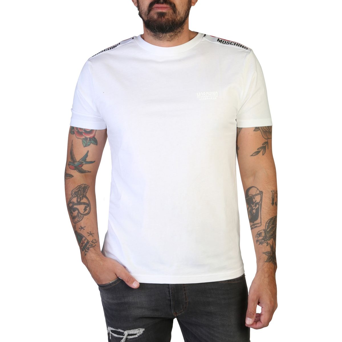 Pánské triko Moschino A0781-4305 Barva: bílá, Velikost: L