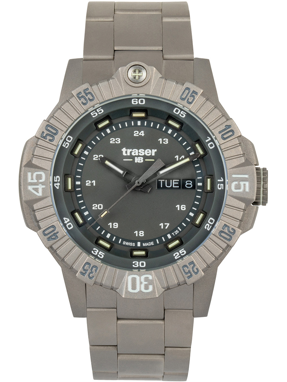 Pánské hodinky Traser H3 110666 Tactical Grey Titan Mens Watch 46mm 20ATM