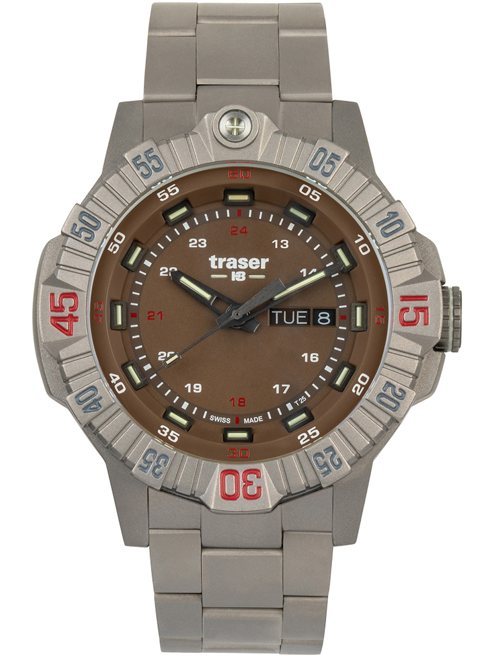 Pánské hodinky Traser H3 110668 Tactical Brown Titan Mens Watch 46mm 20ATM