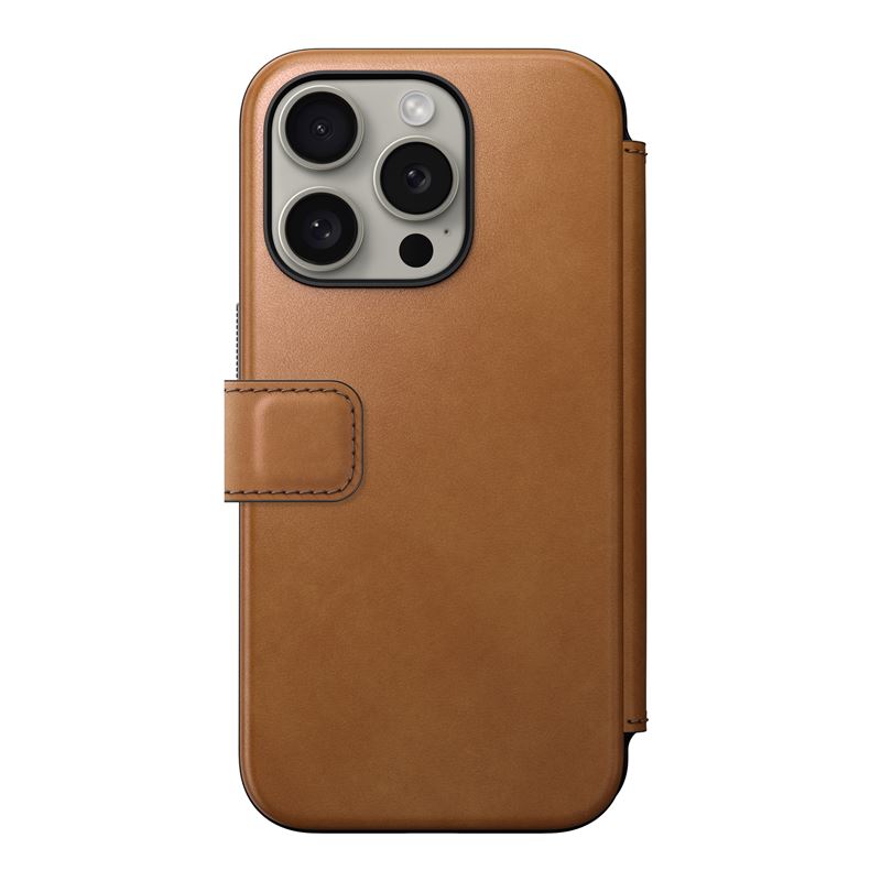 Nomad Modern Leather Folio, english tan - iPhone 15 Pro
