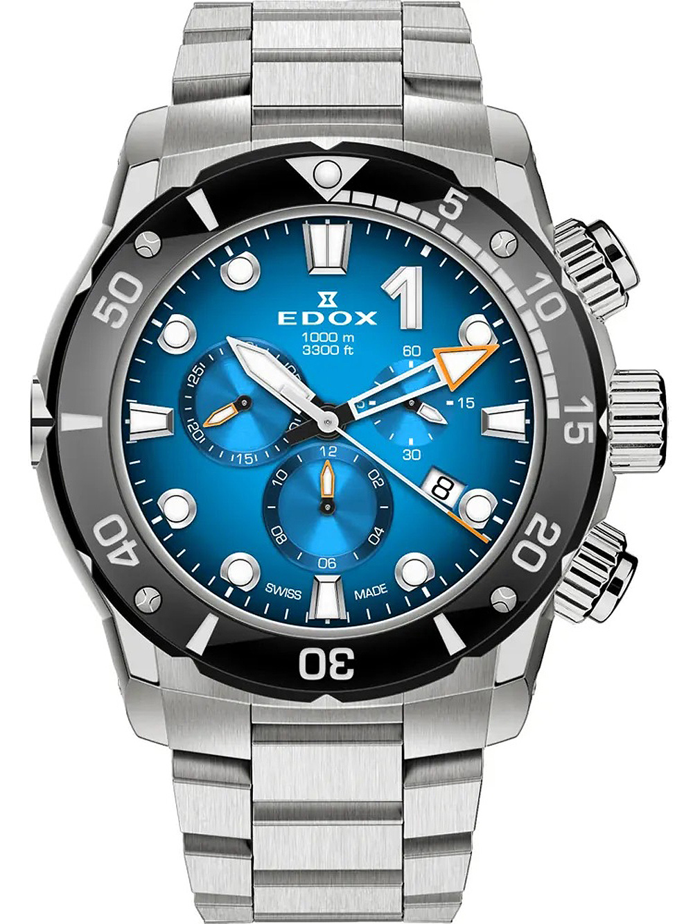 Pánské hodinky Edox 10242-TINM-BUIDN CO-1 Chronograph Mens Watch 45mm 100ATM