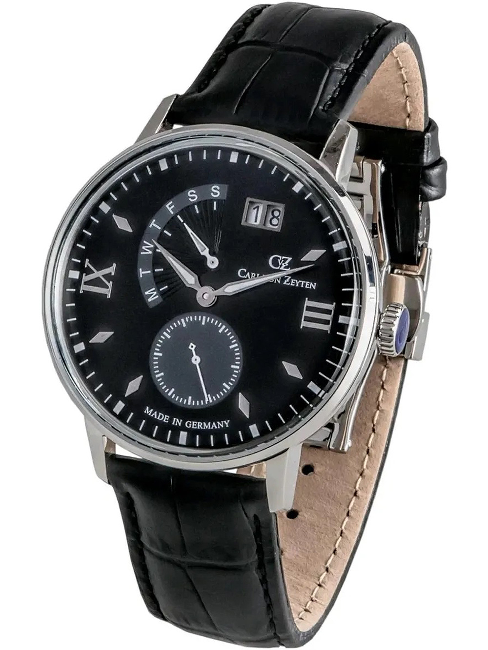 Pánské hodinky Carl von Zeyten CVZ0059BK Glatt Mens Watch 45mm 5ATM