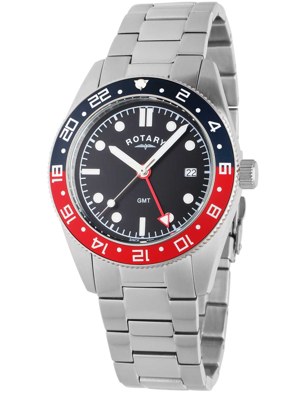 Pánské hodinky Rotary GB00028/04 Mens Watch GMT 42mm 5ATM