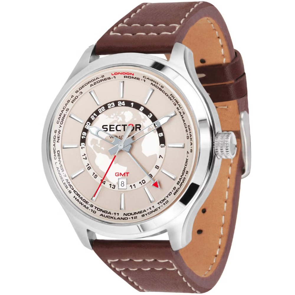 Pánské hodinky Sector R3251504001 Traveller GMT Mens Watch 48mm 10ATM