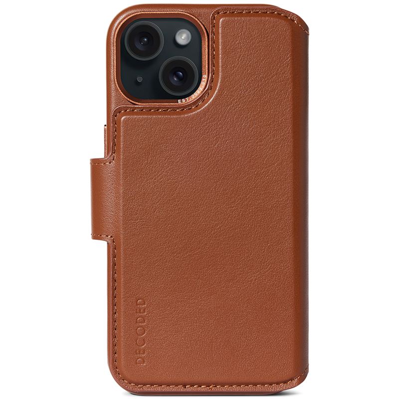 Decoded Leather Detachable Wallet, tan - iPhone 15