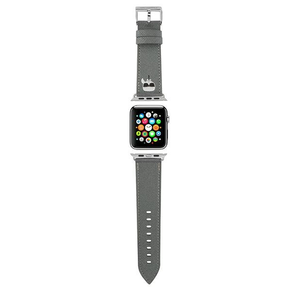 Karl Lagerfeld KLAWLOKHG Apple Watch 4/5/6/7/SE 44/45mm silver strap Saffiano Karl Heads