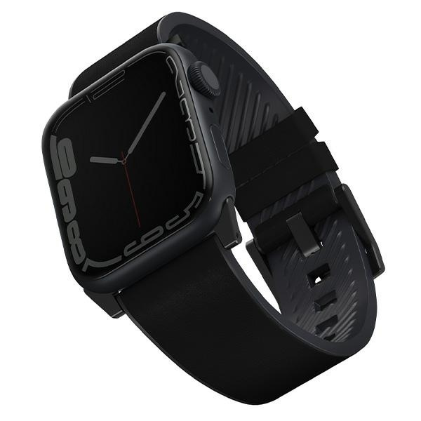 UNIQ Straden Strap Apple Watch 4/5/6/7/SE 44/45mm Leather Hybrid Strap black