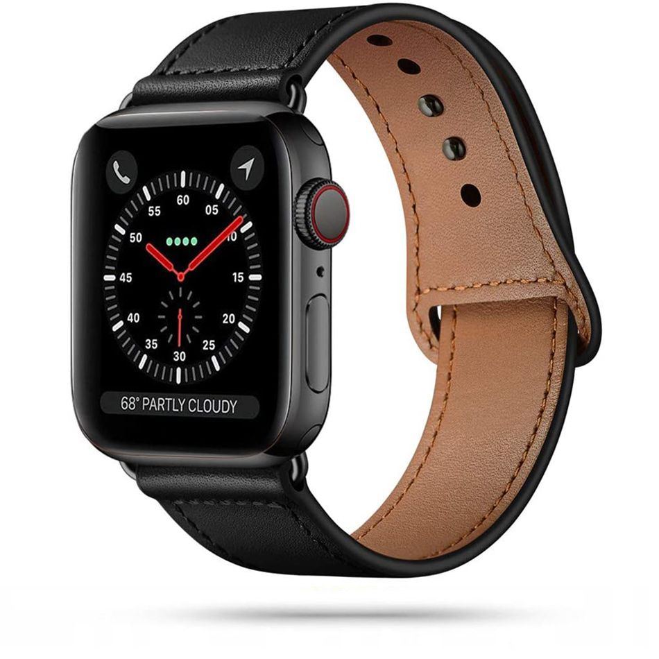 Tech-Protect Leatherfit Apple Watch SE/6/5/4 42/44mm Black