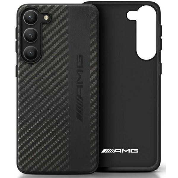 Mercedes AMG AMHCS23SBLSCA Samsung Galaxy S23 black hardcase Carbon Stripe&Embossed