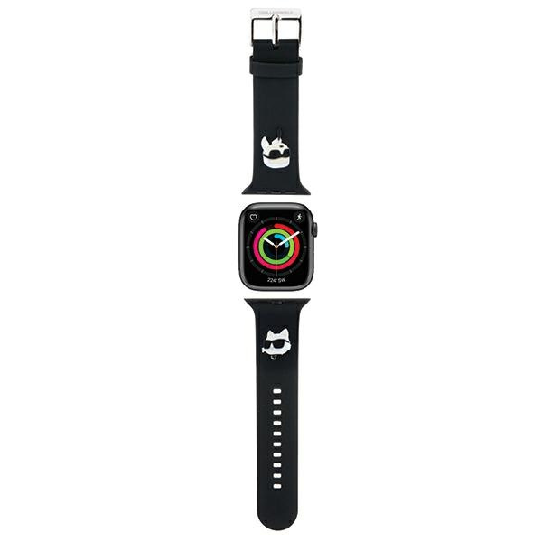 Karl Lagerfeld KLAWLSLKCNK Apple Watch 4/5/6/7/SE/8/9/Ultra 44/45/49mm strap 3D Rubber Karl&Choupette Heads black