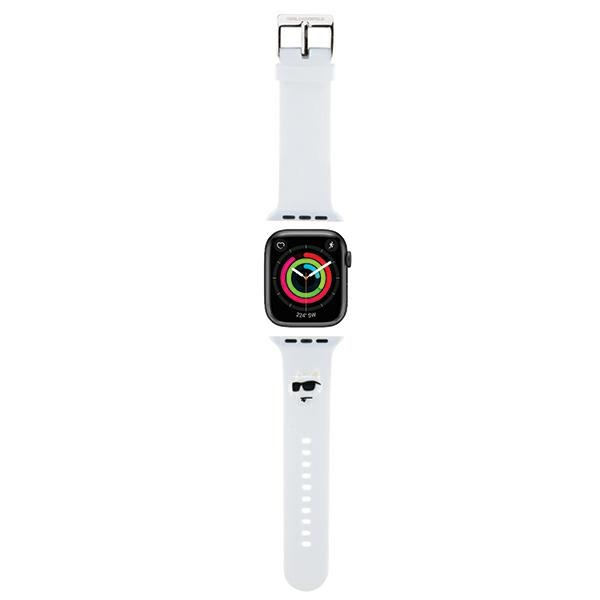 Karl Lagerfeld KLAWMSLCNH Apple Watch 4/5/6/7/SE/8/9 40/41mm strap 3D Rubber Choupette Heads white