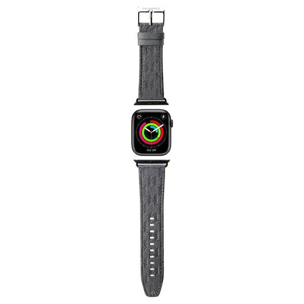 Karl Lagerfeld KLAWMSAKLHPG Apple Watch 4/5/6/7/SE/8/9 40/41mm strap Saffiano Monogram silver