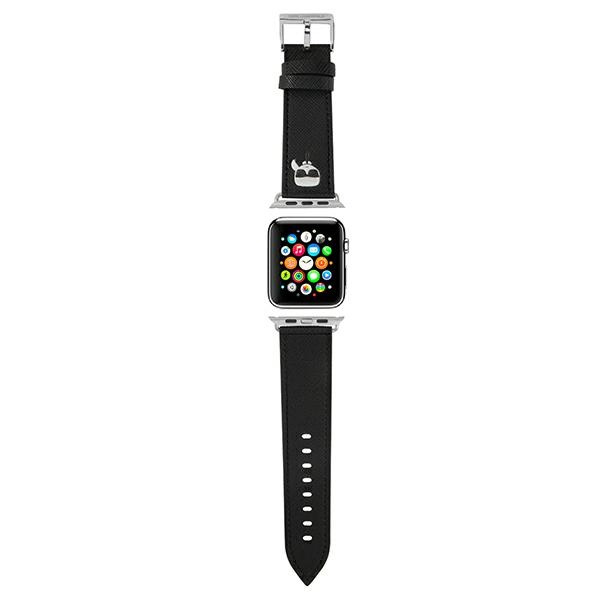 Karl Lagerfeld KLAWMOKHK Apple Watch 4/5/6/7/SE 40/41mm black strap Saffiano Karl Heads