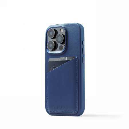 Mujjo Full Leather Wallet Case Apple iPhone 15 Pro MagSafe (monaco blue)