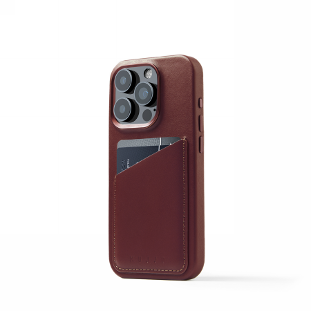 Mujjo Full Leather Wallet Case Apple iPhone 15 Pro MagSafe (burgundy)