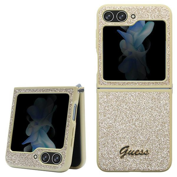 Guess GUHCZF5HGGSHD Samsung Galaxy Z Flip 5 hardcase Glitter Script gold