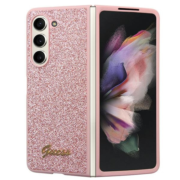 Guess GUHCZFD5HGGSHP Samsung Galaxy Z Fold 5 hardcase Glitter Script pink