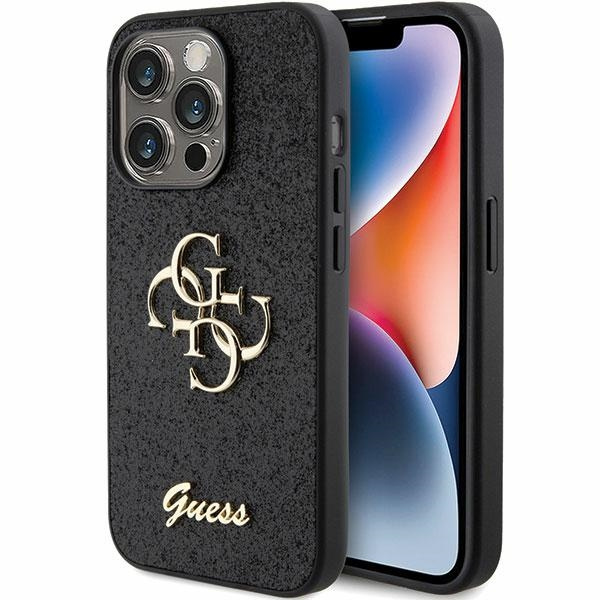 Guess GUHCP15LHG4SGK Apple iPhone 15 Pro hardcase Glitter Script Big 4G black