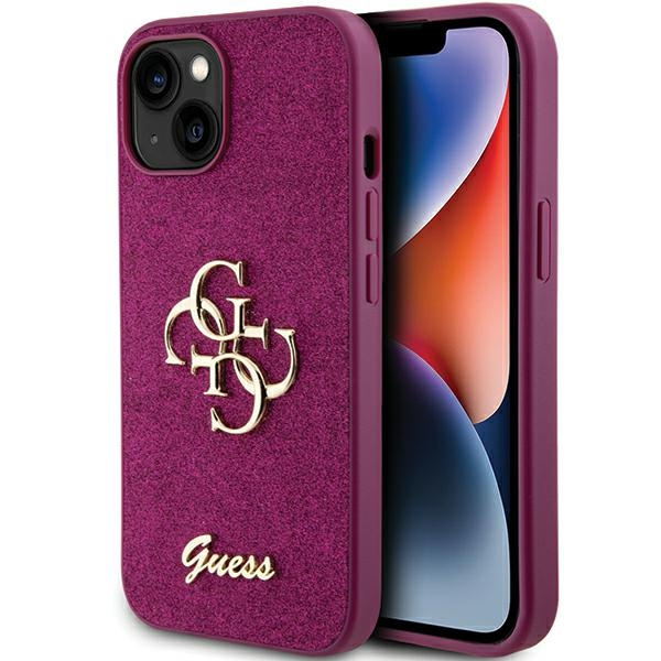 Guess GUHCP15SHG4SGU Apple iPhone 15 hardcase Glitter Script Big 4G purple