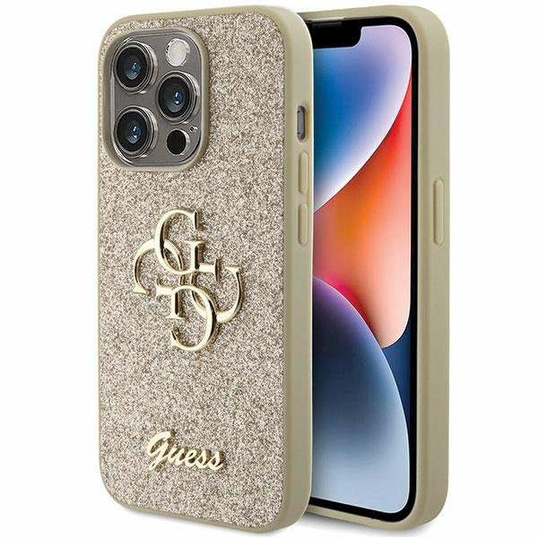 Guess GUHCP15XHG4SGD Apple iPhone 15 Pro Max hardcase Glitter Script Big 4G gold