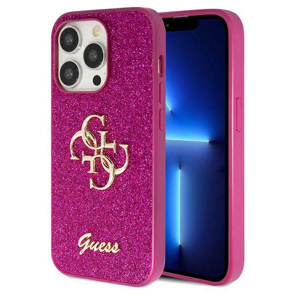 Guess GUHCP15LHG4SGU Apple iPhone 15 Pro hardcase Glitter Script Big 4G purple